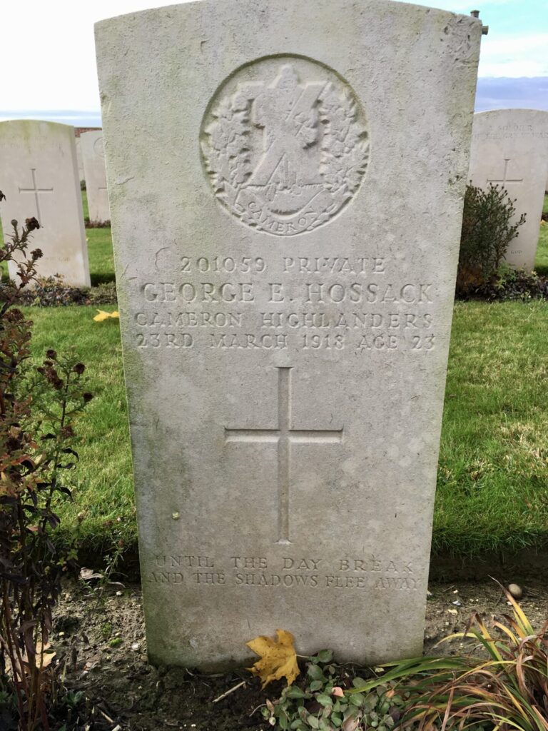 George Hossack - Sailly Saillisel British Cemetery