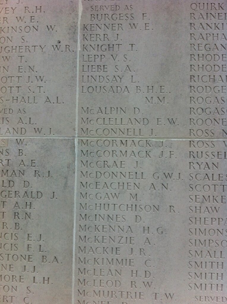 Donald McAlpin - Villers- Bretonneux Memorial to the Missing