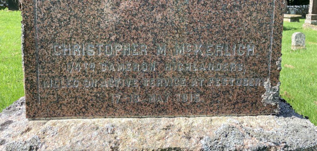 Christopher McKerlich - Commemoration Kirkhill Cemetery