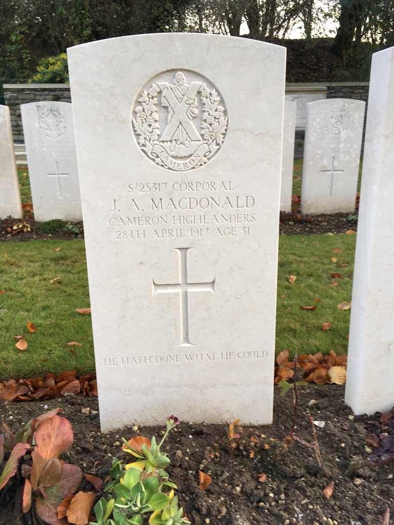 James A. MacDonald - Guemappe British Cemetery, Wancourt