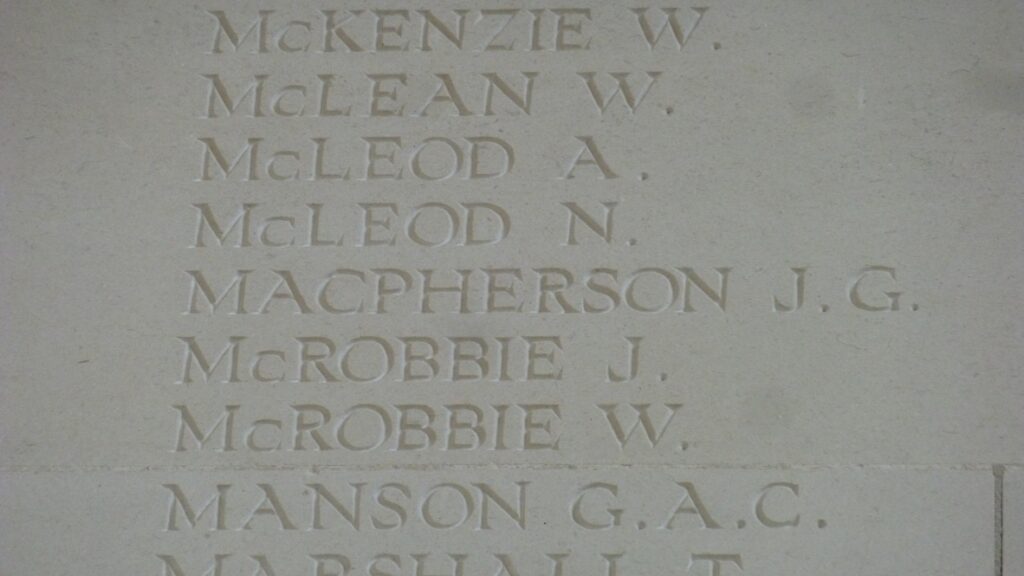 John G MacPherson - Arras Memorial