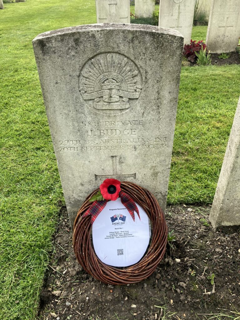 James Budge, Perth (China Wall) Cemetery 