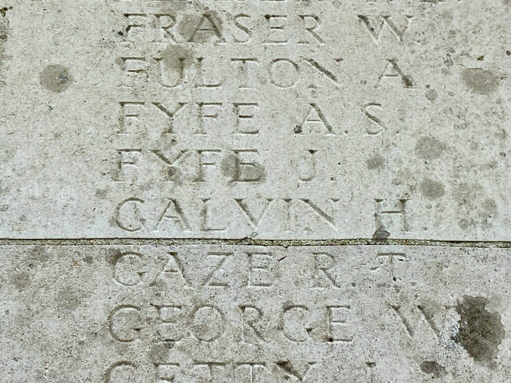 John Fyfe, Loos Memorial to the Missing