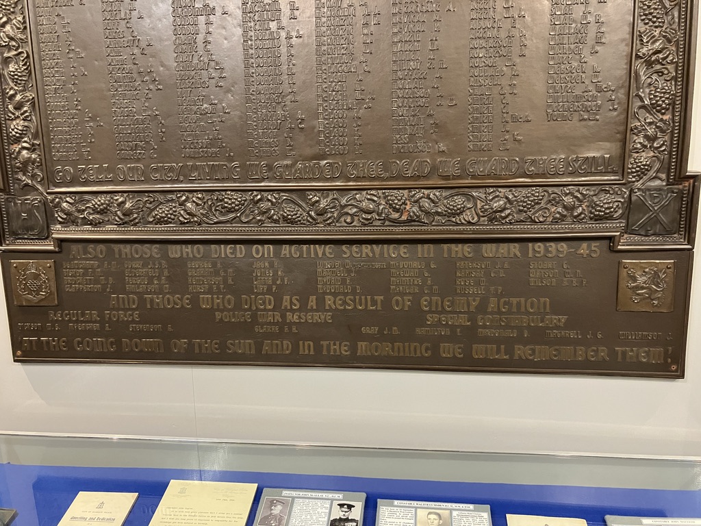 F. R. Clarke WW2 Memorial - Glasgow Police Museum