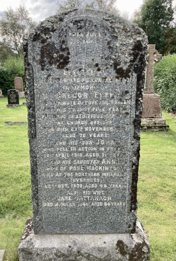 Fyfe Family Grave, Banchor Cemetery Newtonmore